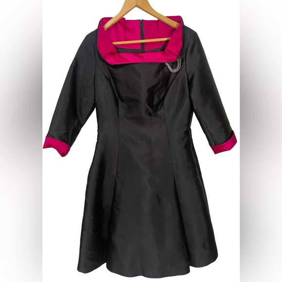 Rickie Freeman for Teri Jon Dresses & Skirts - Rickie Freeman Teri Jon Dress Size 8 Black Pink Silk Wool Party Wedding Cocktail